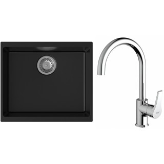 Set StrongSinks S3 (dřez Hron 530 Černá + baterie Rhona Chrom)