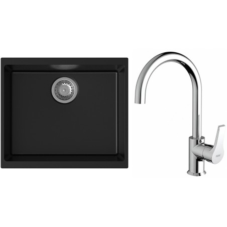 Set StrongSinks S3 (dřez Hron 530 Černá + baterie Rhona Chrom)