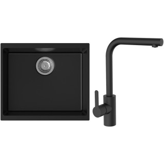 Set StrongSinks S3 (dřez Hron 530 Černá + baterie Ipoly Černá matná)