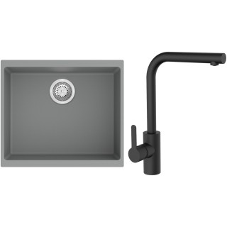 Set StrongSinks S3 (dřez Hron 530 Šedá + baterie Ipoly Černá matná)