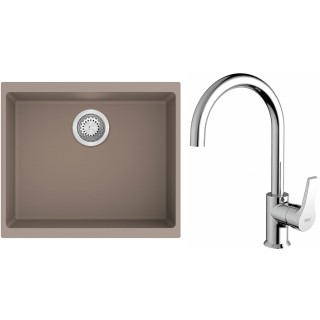 Set StrongSinks S3 (dřez Hron 530 Béžová + baterie Rhona Chrom)