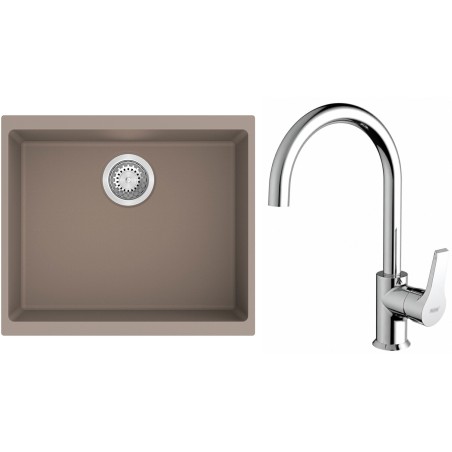 Set StrongSinks S3 (dřez Hron 530 Béžová + baterie Rhona Chrom)