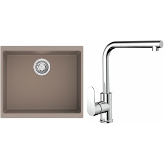 Set StrongSinks S3 (dřez Hron 530 Béžová + baterie Stréva Chrom)