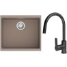 Set StrongSinks S3 (dřez Hron 530 Béžová + baterie Loira Černá matná)