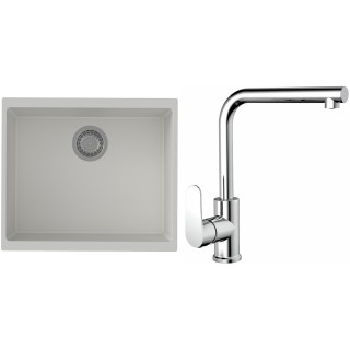 Set StrongSinks S3 (dřez Hron 530 Bílá + baterie Stréva Chrom)