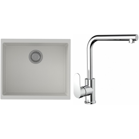 Set StrongSinks S3 (dřez Hron 530 Bílá + baterie Stréva Chrom)