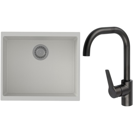 Set StrongSinks S3 (dřez Hron 530 Bílá + baterie Garonne Černá matná)