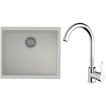 Set StrongSinks S3 (dřez Hron 530 Bílá + baterie Seina Chrom)