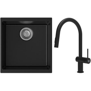 Set StrongSinks S3 (dřez Hron 430 Černá + baterie Neris Černá matná)