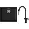 Set StrongSinks S3 (dřez Hron 530 Černá + baterie Neris Černá matná, nerezová koncovka)