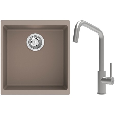 Set StrongSinks S3 (dřez Hron 430 Béžová + baterie Arda Nerez)