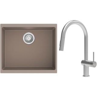 Set StrongSinks S3 (dřez Hron 530 Béžová + baterie Neris Celonerez)