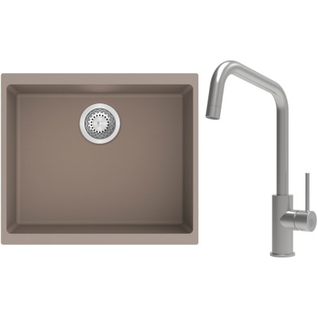 Set StrongSinks S3 (dřez Hron 530 Béžová + baterie Arda Nerez)