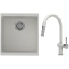 Set StrongSinks S3 (dřez Hron 430 Bílá + baterie Neris Bílá, nerezová koncovka)