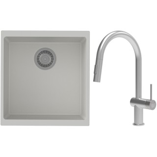 Set StrongSinks S3 (dřez Hron 430 Bílá + baterie Neris Celonerez)