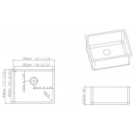 Kuchyňský dřez Sinks Block 540 V 1,0 mm, kartáčovaný, trojmontáž