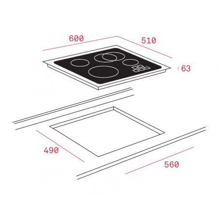 Sklokeramický panel Teka TB 6415 BK Černé sklo, zabroušený okraj Sklokeramický panel Teka TB 6415 BK Černé sklo, zabroušený okraj